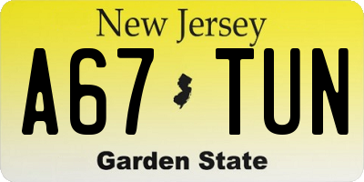 NJ license plate A67TUN