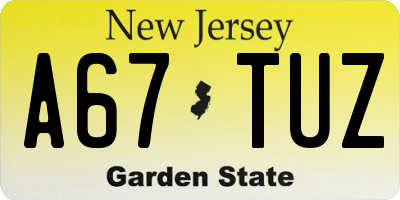 NJ license plate A67TUZ