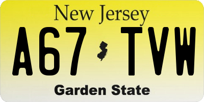 NJ license plate A67TVW