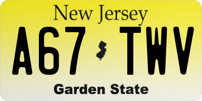 NJ license plate A67TWV