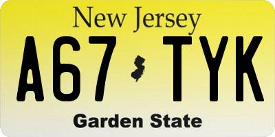 NJ license plate A67TYK