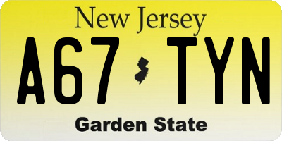 NJ license plate A67TYN