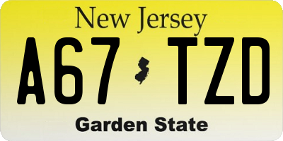 NJ license plate A67TZD