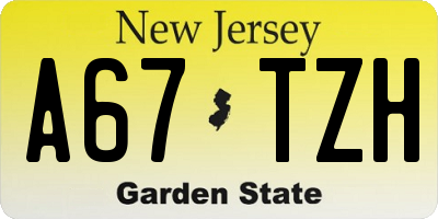 NJ license plate A67TZH