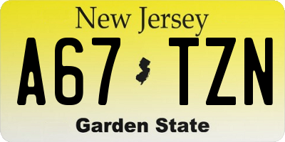 NJ license plate A67TZN