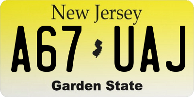 NJ license plate A67UAJ