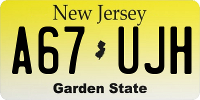 NJ license plate A67UJH