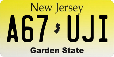 NJ license plate A67UJI