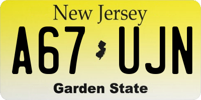 NJ license plate A67UJN
