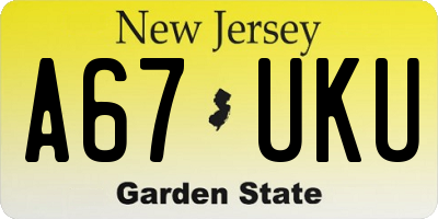 NJ license plate A67UKU