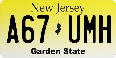 NJ license plate A67UMH