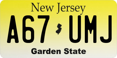 NJ license plate A67UMJ