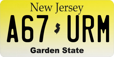 NJ license plate A67URM