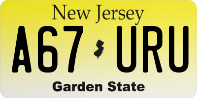 NJ license plate A67URU