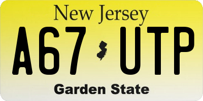 NJ license plate A67UTP