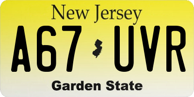 NJ license plate A67UVR