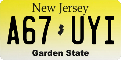 NJ license plate A67UYI