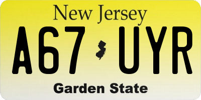 NJ license plate A67UYR
