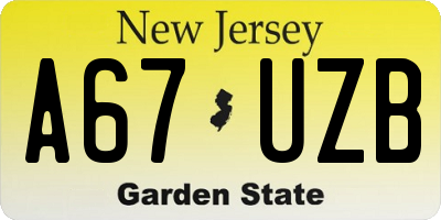 NJ license plate A67UZB