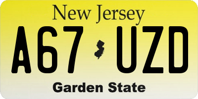 NJ license plate A67UZD
