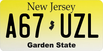 NJ license plate A67UZL