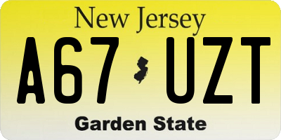 NJ license plate A67UZT