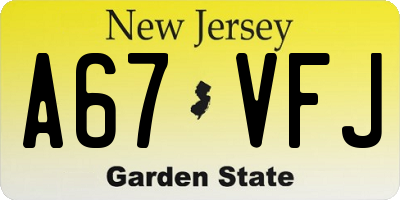 NJ license plate A67VFJ