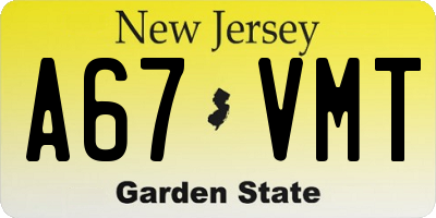 NJ license plate A67VMT