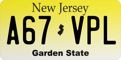 NJ license plate A67VPL