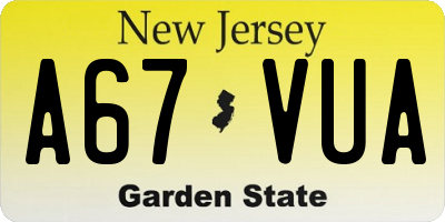 NJ license plate A67VUA