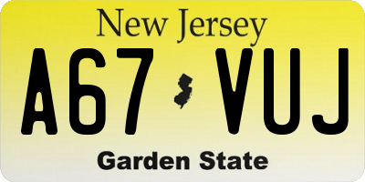 NJ license plate A67VUJ