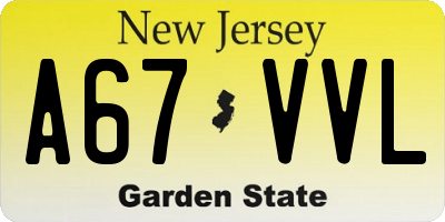 NJ license plate A67VVL