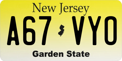 NJ license plate A67VYO