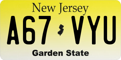 NJ license plate A67VYU