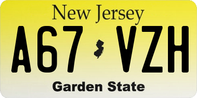 NJ license plate A67VZH