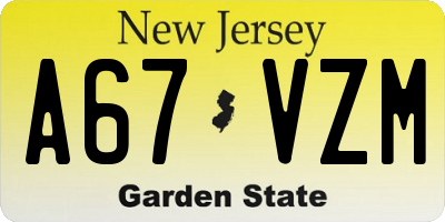 NJ license plate A67VZM