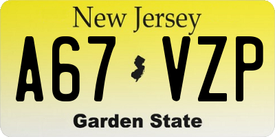 NJ license plate A67VZP
