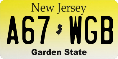 NJ license plate A67WGB