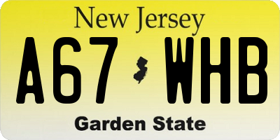 NJ license plate A67WHB