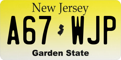 NJ license plate A67WJP