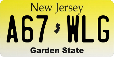 NJ license plate A67WLG