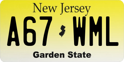 NJ license plate A67WML