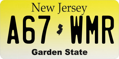 NJ license plate A67WMR