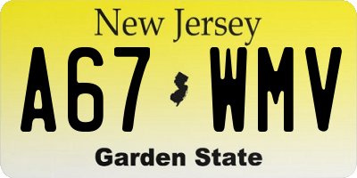 NJ license plate A67WMV