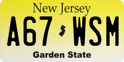 NJ license plate A67WSM