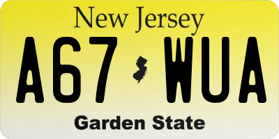 NJ license plate A67WUA