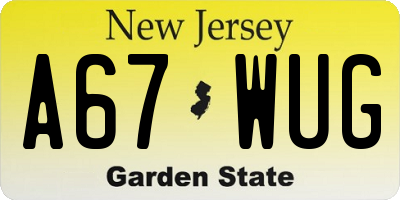 NJ license plate A67WUG
