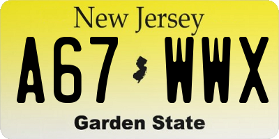 NJ license plate A67WWX