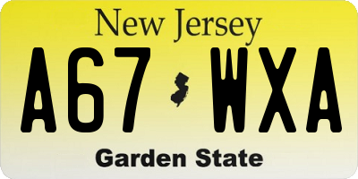NJ license plate A67WXA