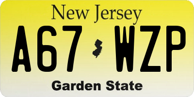 NJ license plate A67WZP